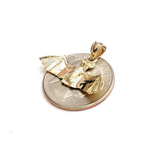 Load image into Gallery viewer, 14k yellow gold 3D bat open wings pendant charm gift fine jewelry polished 2.5g