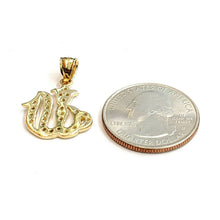 Load image into Gallery viewer, 10K Yellow Gold Allah Islamic God zirconia Pendant Charm religious jewelry 2.2g