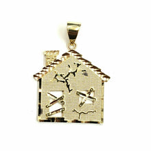 Load image into Gallery viewer, New 10k yellow gold trap house pendant charm diamond cut gift fine jewelry 2.8g
