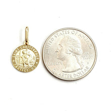 Load image into Gallery viewer, 14k solid yellow Gold round saint Christopher Pendant religious gift 0.48" 1.5g
