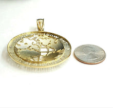 Load image into Gallery viewer, 10k yellow gold round globe planet earth world map pendant fine gift 1.94" 10.4g