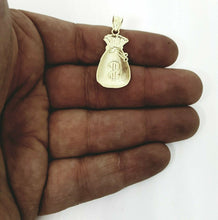 Load image into Gallery viewer, 10k yellow gold dollar sign money bag lucky pendant charm fine gift jewelry 2g