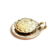 Load image into Gallery viewer, New 10k yellow gold hollow two sided Jesus & virgin Guadalupe pendant 0.69" 2.3g