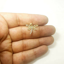 Load image into Gallery viewer, New 14k two tone Gold dragonfly Pendant charm gift fine jewelry for her 1.2g