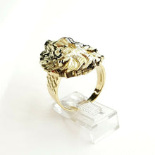 Load image into Gallery viewer, 10k yellow gold lion head zodiac Leo men's Ring diamond cut fine jewelry Size 9