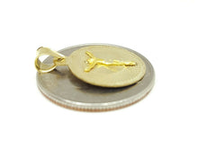 Load image into Gallery viewer, 14k yellow gold round Jesus pendant charm gift religious fine jewelry 0.63" 1.2g