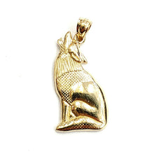 Load image into Gallery viewer, 14k yellow Gold howling wolf full body animal Pendant charm fine jewelry 3.4g