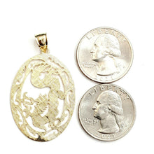Load image into Gallery viewer, 14k yellow Gold oval dragon Pendant charm solid gift fine jewelry unisex 4.5g