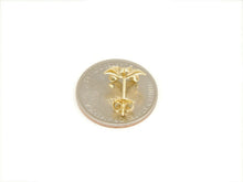 Load image into Gallery viewer, New 14k yellow Gold Hawaiian flower Earring Push Back Fastening with zirconia 2g