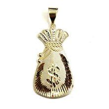 Load image into Gallery viewer, 14k yellow gold dollar sign money bag lucky pendant charm gift fine jewelry 6.5g