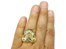 Load image into Gallery viewer, 10k yellow gold ram head Aries zodiac men's Ring diamond cut jewelry Size 9.5