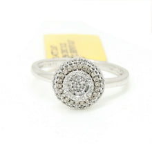Load image into Gallery viewer, 0.28Ct Natural brown and white Diamond 14k White Gold women Ring 9.75mm Size 6.5