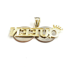 Load image into Gallery viewer, 10k yellow Gold Queen Crown Tiara Pendant charm diamond cut fine jewelry 5.9g
