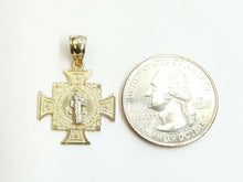 Load image into Gallery viewer, 14k gold two tone saint benedict san benito cross pendant religious jewelry 2.1g