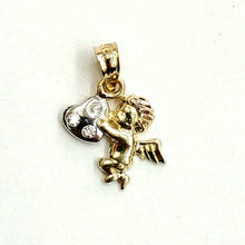 Load image into Gallery viewer, New 14k two tone Gold full body tiny angel heart Pendant charm fine jewelry 1.1g