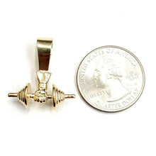 Load image into Gallery viewer, 14k Yellow Gold 3D Dumbbell hand weight lifter Pendant charm fine jewelry 5.5g