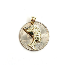 Load image into Gallery viewer, 10k yellow solid Gold Egyptian queen Nefertiti head Pendant fine jewelry 1.8g