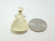 Load image into Gallery viewer, 10k yellow gold dollar sign money bag lucky pendant charm fine gift jewelry 4.3g