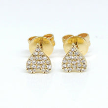 Load image into Gallery viewer, New 14k yellow Gold 0.10Ct Round Diamond heart stud Earrings Push Back Fastening