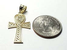 Load image into Gallery viewer, 10k yellow gold Egyptian ankh cross pendant charm fine religious jewelry 1.8g