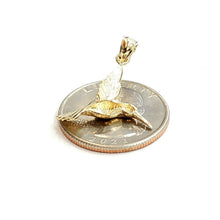 Load image into Gallery viewer, New 14k yellow Gold solid 3D Hummingbird Pendant charm gift fine jewelry 2g