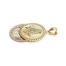 Load image into Gallery viewer, New 10k yellow Gold round Freemason Masonic Pendant 0.97" religious jewelry 3.9g