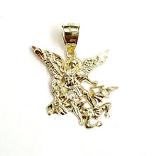 Load image into Gallery viewer, New 10k yellow gold saint Michael pendant charm fine religious gift jewelry 3.9g
