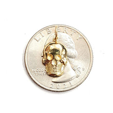 Load image into Gallery viewer, New 14k yellow Gold tiny Skull mummy dead Bone Pendant Gift fine jewelry 1.3g