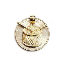 Load image into Gallery viewer, 14k yellow Gold solid Drum Pendant charm gift music instrument fine jewelry 2.1g