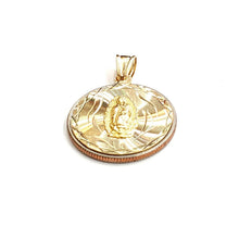 Load image into Gallery viewer, 14k yellow gold round virgin Mary Guadalupe religious pendant diamond cut 2.9g