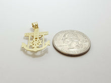 Load image into Gallery viewer, New 10k solid yellow Gold Jesus anchor and wheel Pendant charm fine jewelry 1.8g
