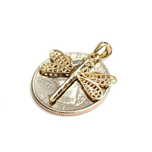 Load image into Gallery viewer, New 14k yellow gold dragonfly Pendant charm gift fine jewelry 1.7g