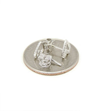 Load image into Gallery viewer, New 14k white Gold 0.12Ct Round Diamonds heart stud Earrings Push Back Fastening