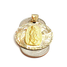 Load image into Gallery viewer, 14k yellow gold round virgin Mary Guadalupe religious pendant diamond cut 7.4g