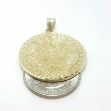 Load image into Gallery viewer, 14k yellow Gold Aztec Mayan sun calendar Azteca pendant gift jewelry 1.20" 6.8g