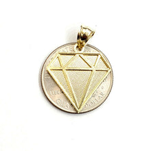 Load image into Gallery viewer, 10k yellow gold diamond shape pendant charm fine gift jewelry diamond cut 1.9g