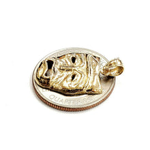 Load image into Gallery viewer, 14k yellow gold cry later sad face mask drama theater act pendant jewelry 2.5g