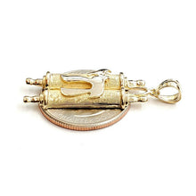Load image into Gallery viewer, New 14k yellow gold tablets of law Hay Chay Jewish God Israel Torah pendant 4.9g