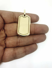 Load image into Gallery viewer, real 10k yellow Gold solid dog tag Pendant charm shiny fine gift jewelry 6.7g