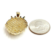 Load image into Gallery viewer, New 14k yellow Gold lion head face with crown Leo zodiac fine Pendant charm 6.9g
