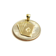 Load image into Gallery viewer, 14k yellow Gold royal flush spade A K Q J 10 poker cards Pendant jewelry 1.5g