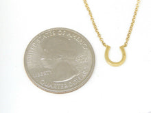 Load image into Gallery viewer, 14k yellow Gold 0.06Ct Diamond horseshoe necklace gift luck 18" adjustable chain