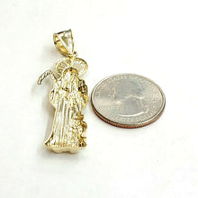 Load image into Gallery viewer, 10k yellow gold Santa Muerte holy death Pendant fine gift jewelry unisex 3.9g