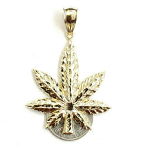 Load image into Gallery viewer, 10k yellow gold marijuana leaf weed pendant charm fine gift medical jewelry 8.2g