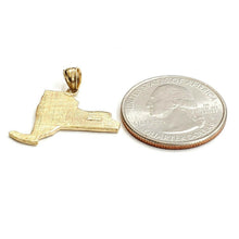 Load image into Gallery viewer, New 14k yellow gold New York outline map pendant charm gift fine jewelry 2.3g