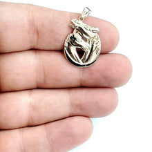 Load image into Gallery viewer, 14k yellow Gold Double Horse Head animal Pendant charm Love fine jewelry 3.1g