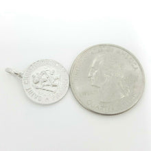 Load image into Gallery viewer, 14k solid white gold round saint Christopher pendant charm religious 0.60" 2g