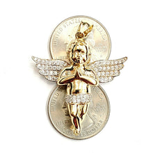 Load image into Gallery viewer, 14k yellow Gold 3D full body angel Pendant cubic zirconia fine jewelry 9.3g