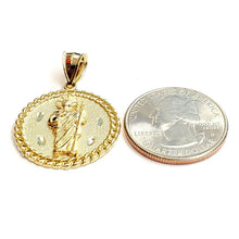 Load image into Gallery viewer, 10k yellow gold round saint Jude juda pendant charm religious jewelry 0.97" 4g