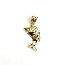 Load image into Gallery viewer, 10k yellow solid Gold tiny Egyptian queen Nefertiti head Pendant jewelry 0.9g